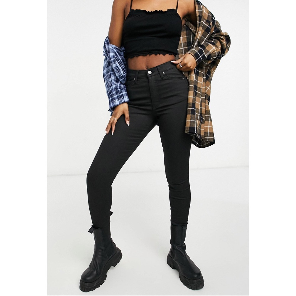 TOPSHOP Jamie Coated Black Skinny Jeans - 25W x 32L